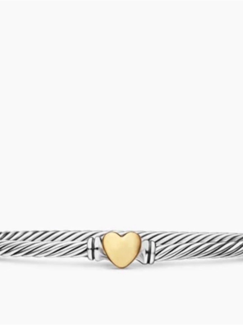 David Yurman Cable Bracelet with Gold Heart Accent